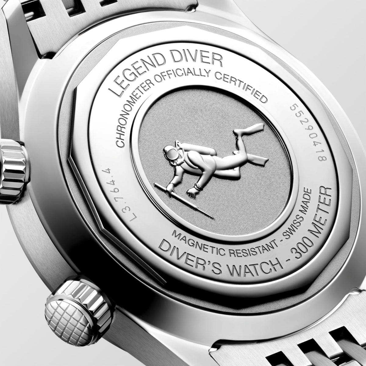 Longines Legend Diver 39.00 mm Blue lacquered polished Stainless steel L37644907 L3.764.4.90.7 front and side view