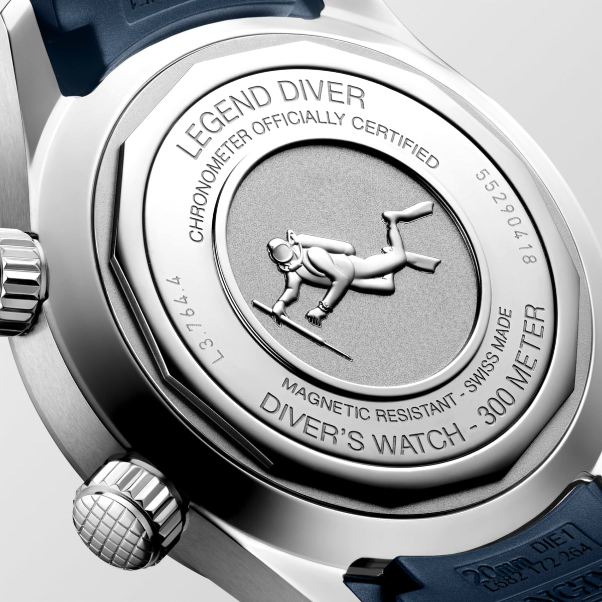 Longines Legend Diver 39.00 mm Blue lacquered polished Stainless steel L37644909 L3.764.4.90.9 back view