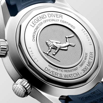 Longines Legend Diver 39.00 mm Blue lacquered polished Stainless steel L37644909 L3.764.4.90.9 back view