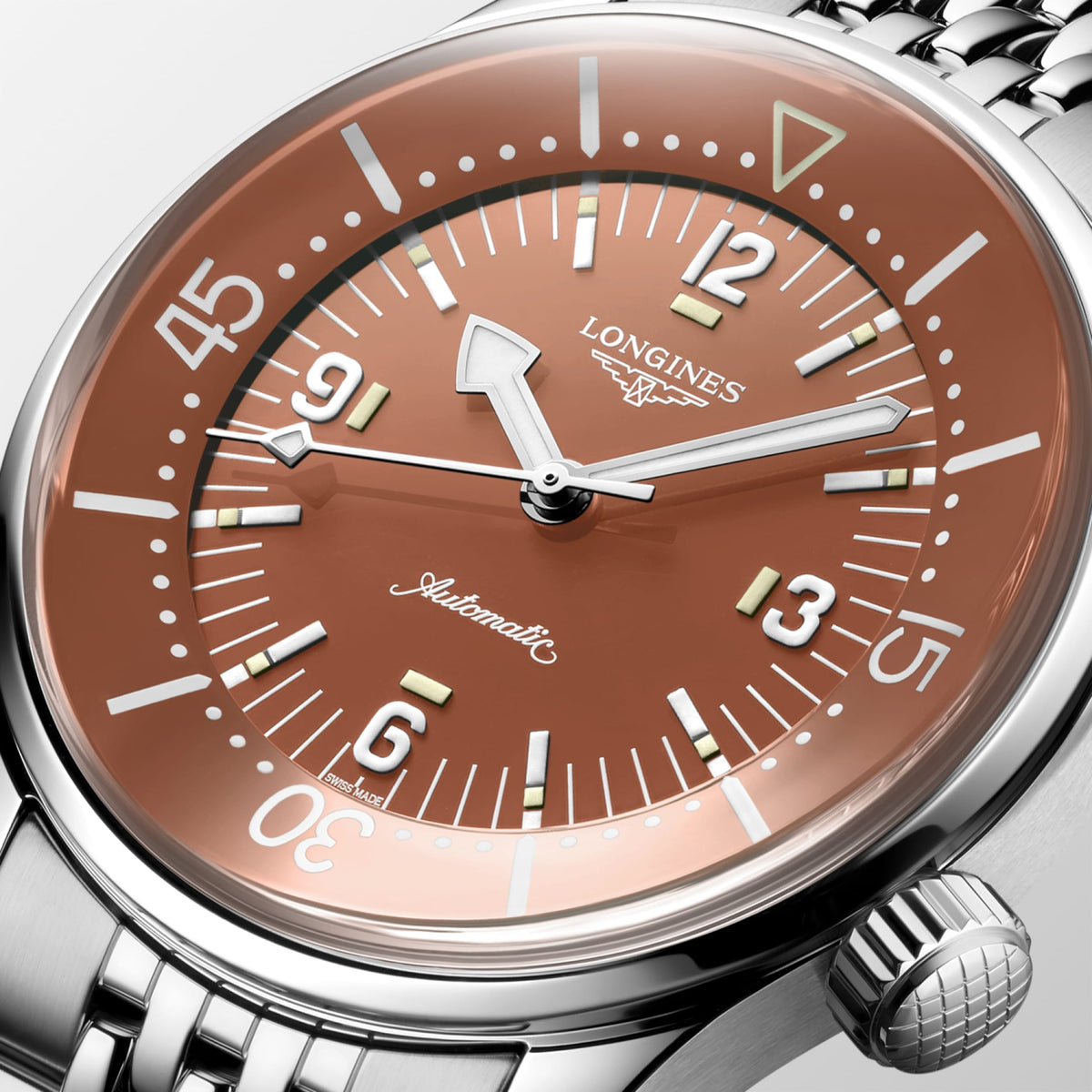 Longines Legend Diver 39.00 mm Terracotta Stainless steel L37644966 L3.764.4.96.6 detailed view