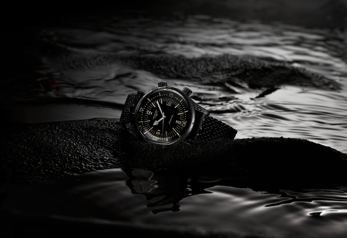 Longines Legend Diver 42.00 mm Black lacquered polished Black PVD coating L37742509 L3.774.2.50.9 back view