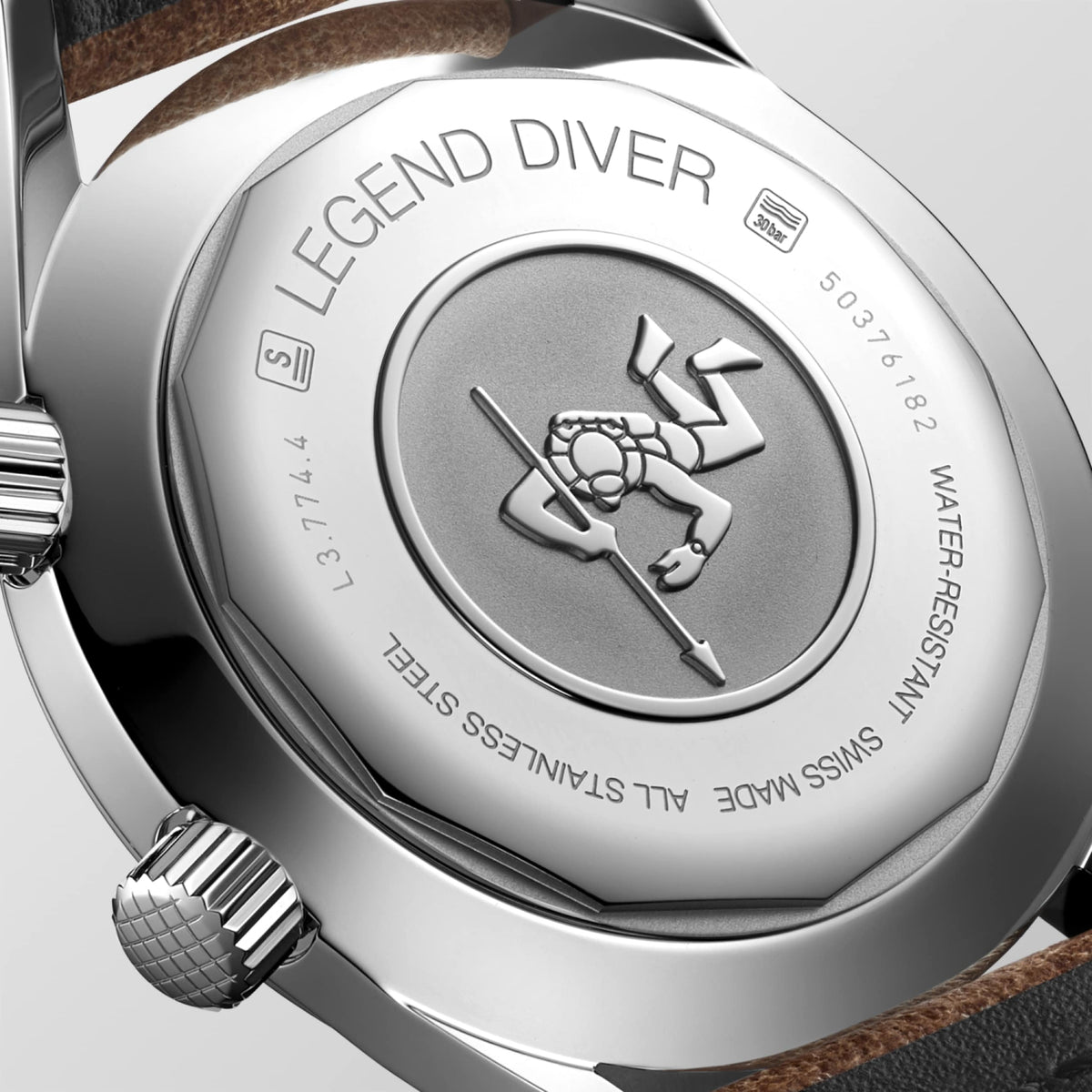 Longines Legend Diver 42.00 mm Brown Stainless steel L37744602 L3.774.4.60.2 front and side view
