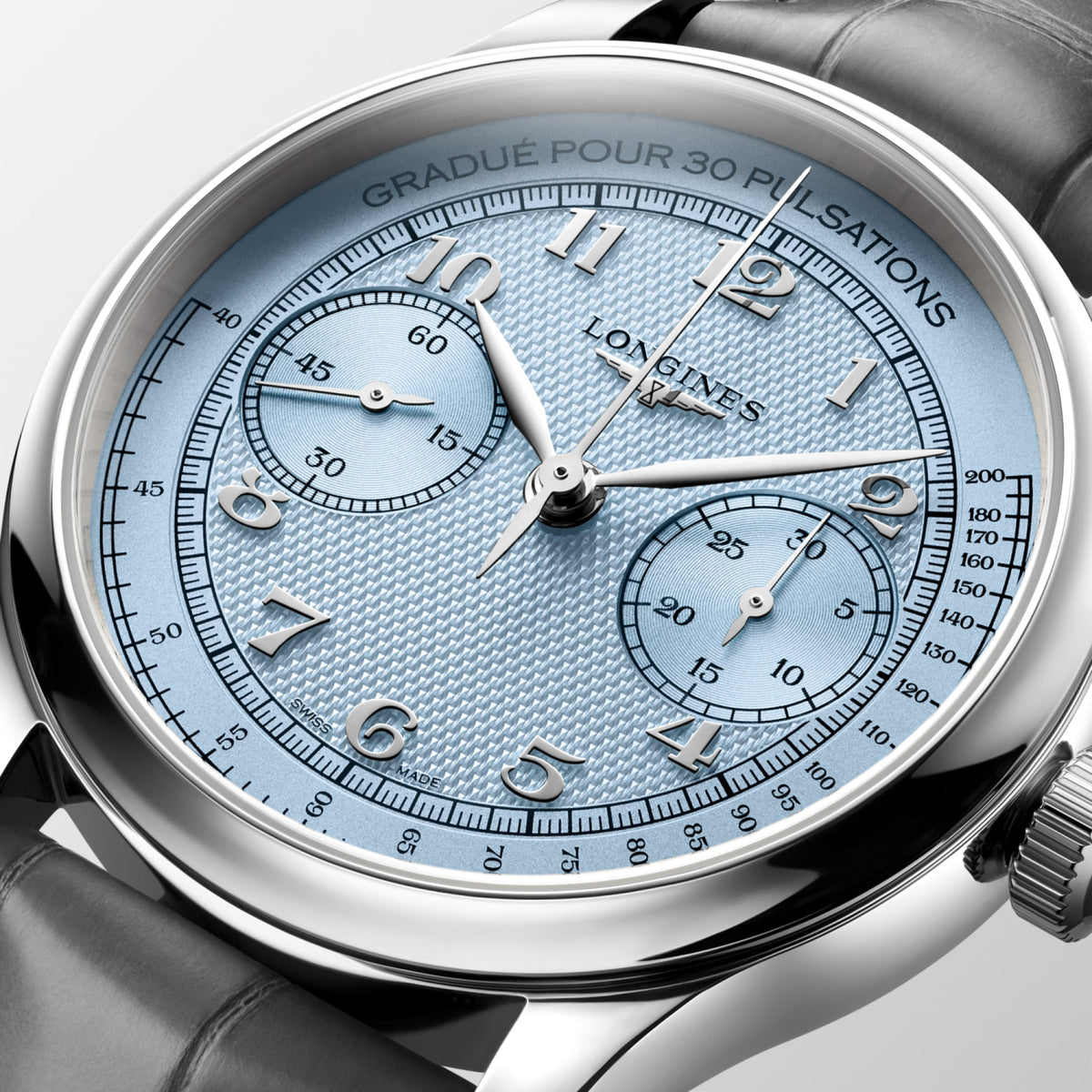 Longines Master Collection Chrono Monopusher Frosted blue "barleycorn" dial. Stainless steel 41.00 mm L29604932 L2.960.4.93.2 detailed view)