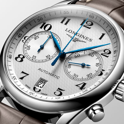 Longines Master Collection Chronograph Silver "barleycorn" dial. Stainless steel 40.00 mm L26294783 L2.629.4.78.3 detailed view)