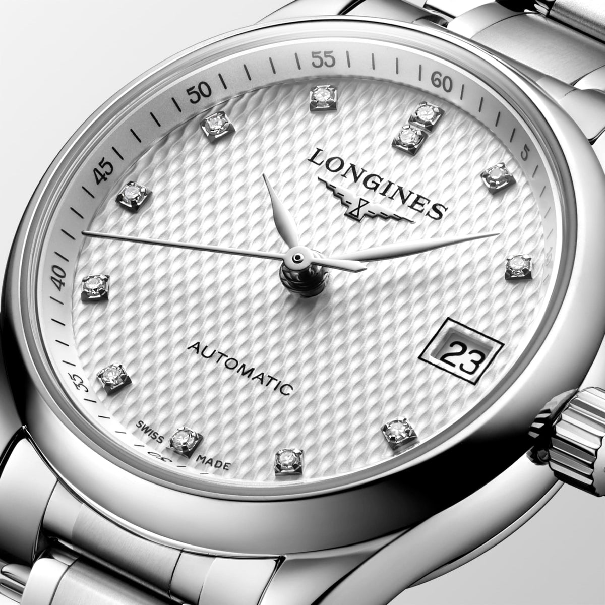 Longines Master Collection Silver "barleycorn" dial. Stainless steel 25.50 mm L21284776 L2.128.4.77.6 detailed view)