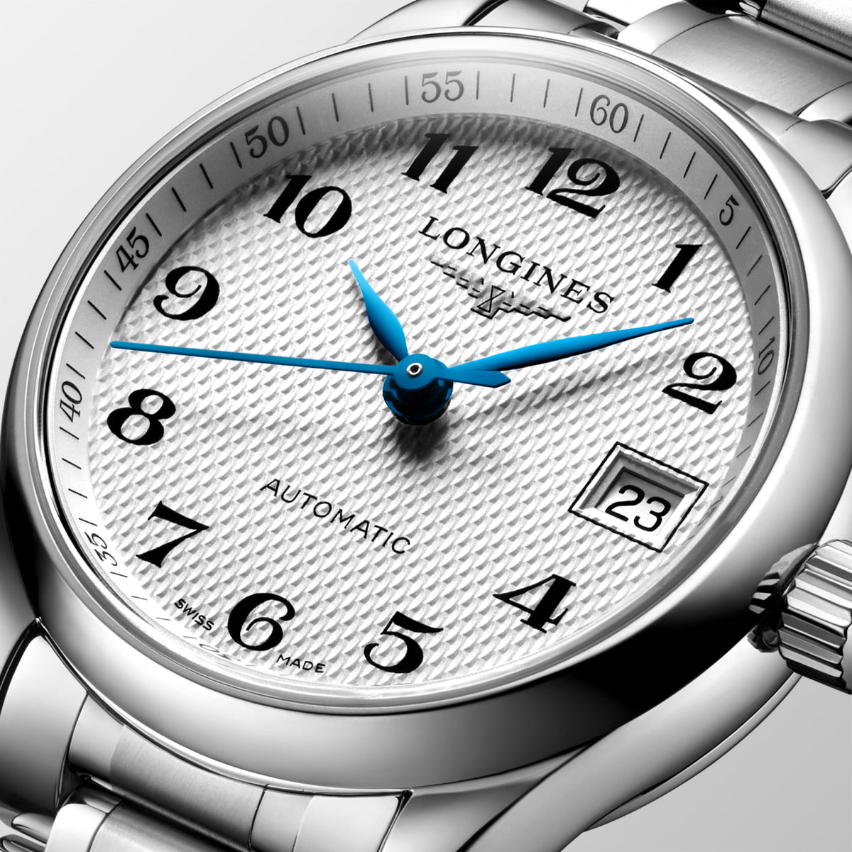 Longines Master Collection Silver "barleycorn" dial. Stainless steel 25.50 mm L21284786 L2.128.4.78.6 detailed view)