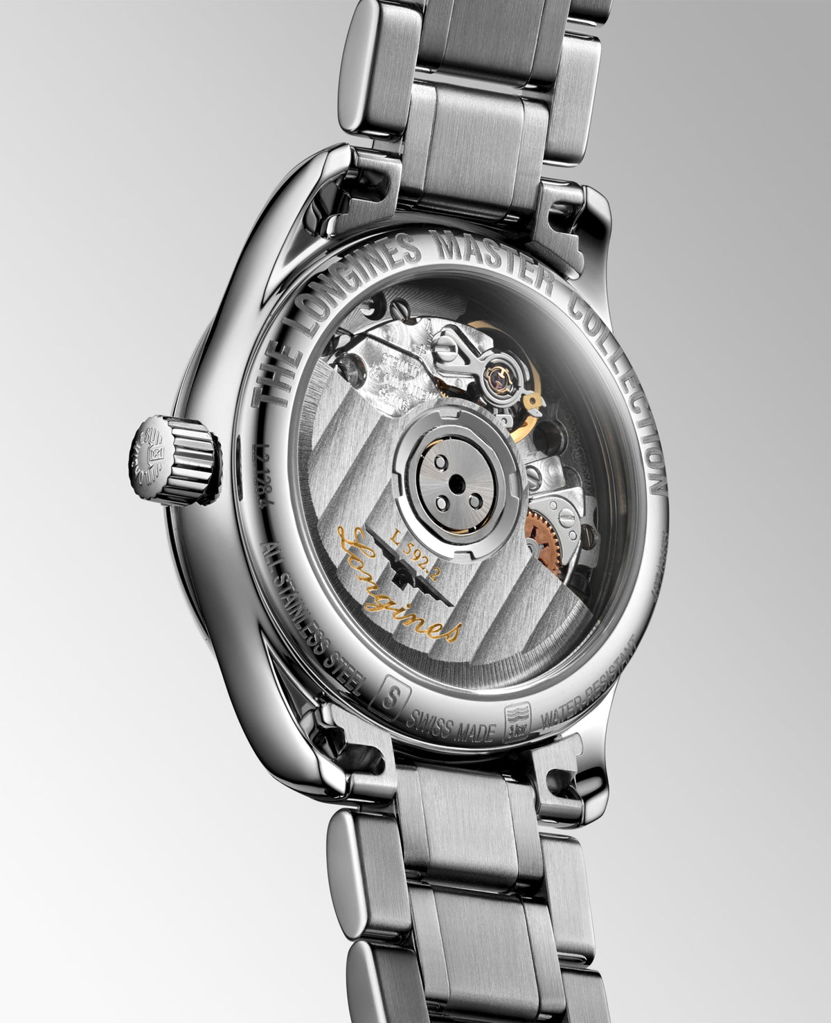 Longines Master Collection White mother-of-pearl dial. Stainless steel 25.50 mm L21284876 L2.128.4.87.6 side and front view
