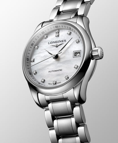 Longines Master Collection White mother-of-pearl dial. Stainless steel 25.50 mm L21284876 L2.128.4.87.6 back view