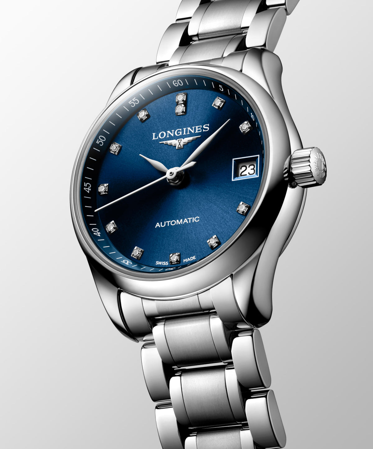 Longines Master Collection Sunray blue dial. Stainless steel 25.50 mm L21284976 L2.128.4.97.6 back view