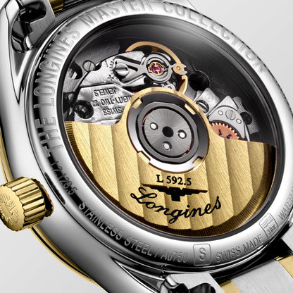 Longines Master Collection White mother-of-pearl dial. Stainless steel and 18 karat yellow gold 25.50 mm L21285877 L2.128.5.87.7 back view