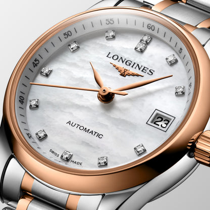 Longines Master Collection White mother-of-pearl dial. Stainless steel and rose gold 18 carats 25.50 mm L21285897 L2.128.5.89.7 detailed view)