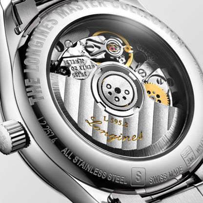 Longines Master Collection Silver "barleycorn" dial. Stainless steel 29.00 mm L22574776 L2.257.4.77.6 back view