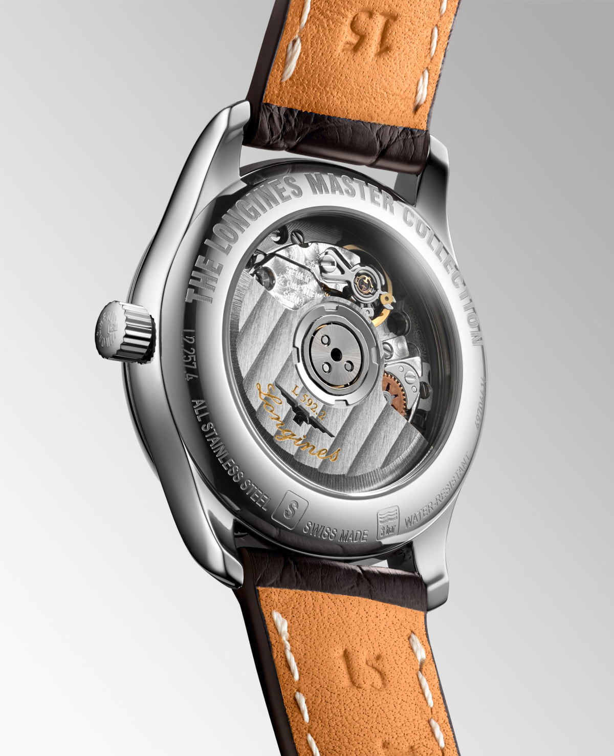 Longines Master Collection Silver "barleycorn" dial. Stainless steel 29.00 mm L22574783 L2.257.4.78.3 side and front view