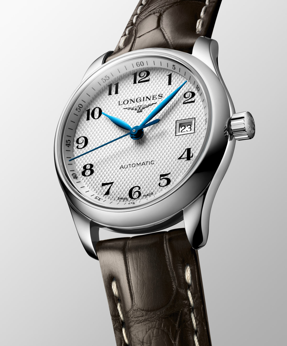 Longines Master Collection Silver "barleycorn" dial. Stainless steel 29.00 mm L22574783 L2.257.4.78.3 back view