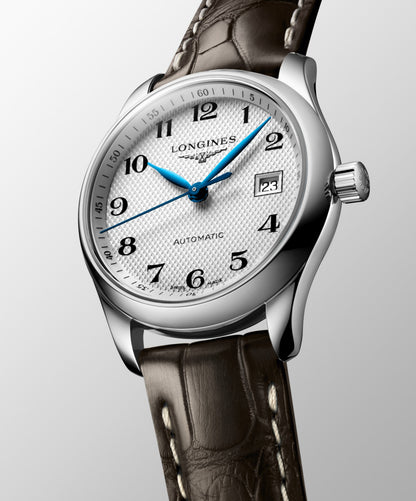 Longines Master Collection Silver "barleycorn" dial. Stainless steel 29.00 mm L22574783 L2.257.4.78.3 back view