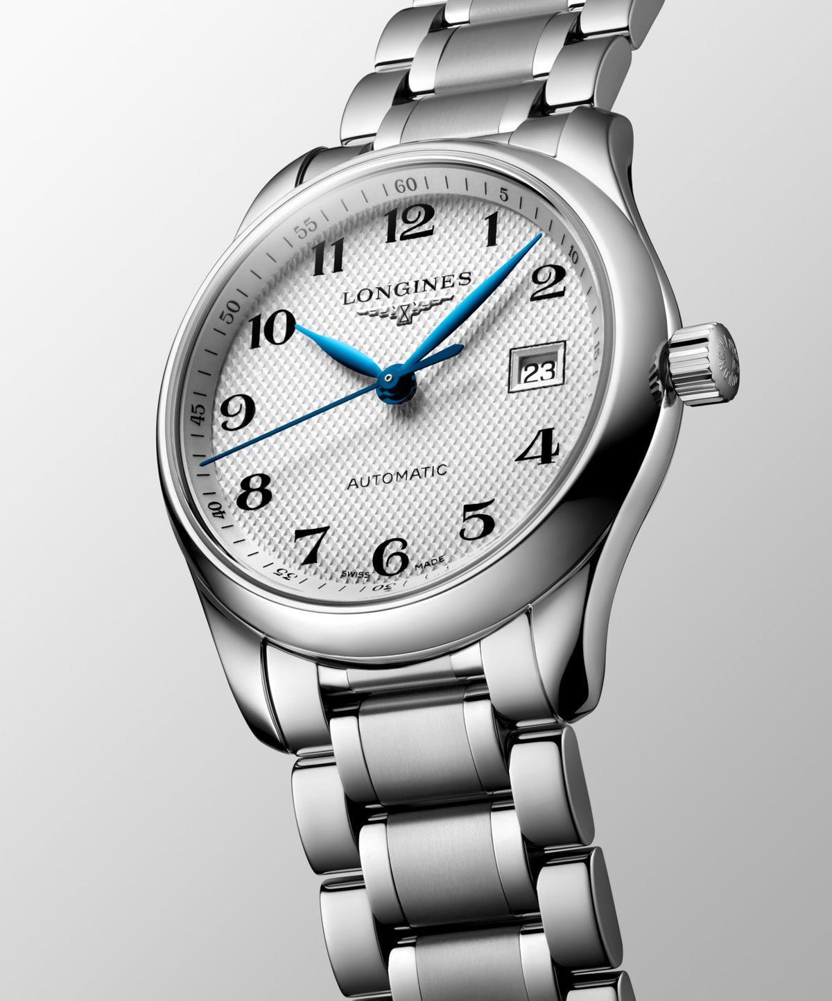 Longines Master Collection Silver "barleycorn" dial. Stainless steel 29.00 mm L22574786 L2.257.4.78.6 back view