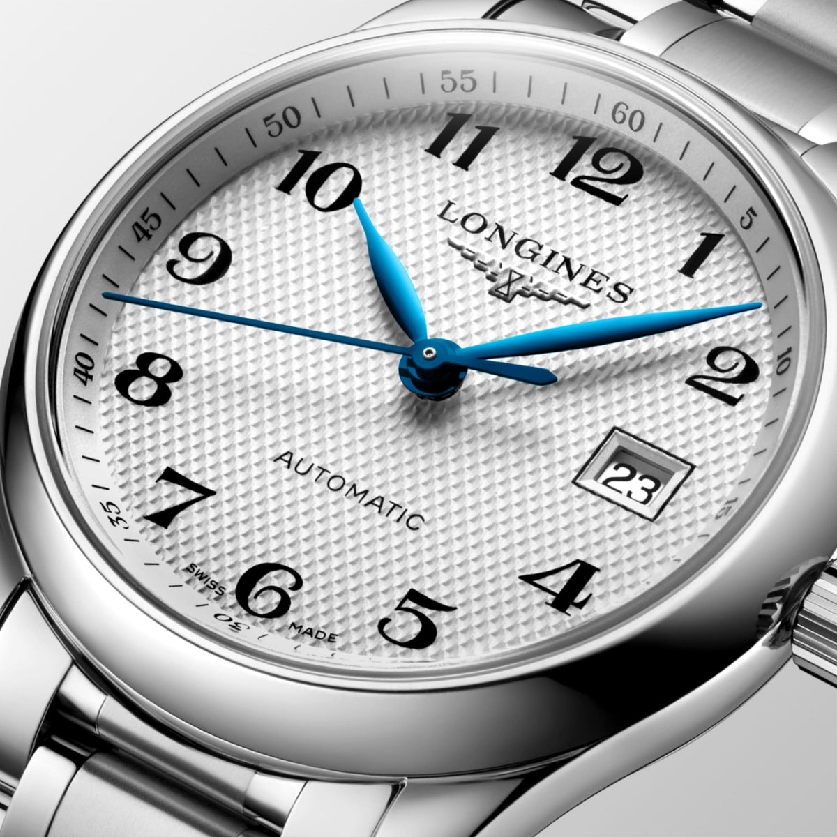 Longines Master Collection Silver "barleycorn" dial. Stainless steel 29.00 mm L22574786 L2.257.4.78.6 detailed view)
