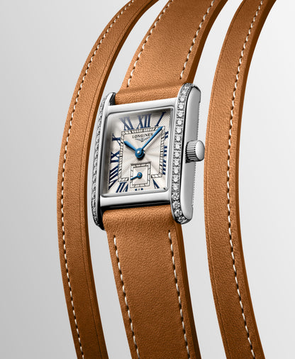 Longines Mini Dolcevita 21.50 X 29.00 mm Silver "flinqué" Stainless steel L52000710 L5.200.0.71.0 front and side view