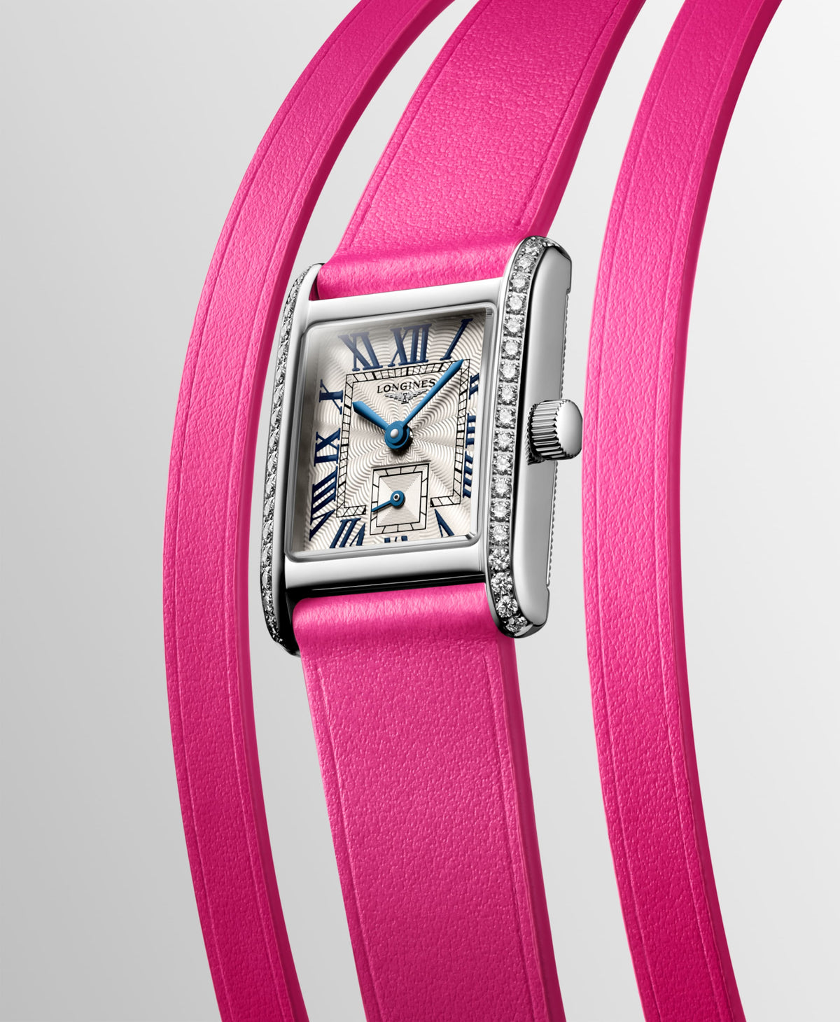 Longines Mini Dolcevita 21.50 X 29.00 mm Silver "flinqué" Stainless steel L52000712 L5.200.0.71.2 front and side view