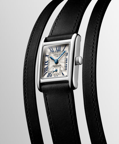 Longines Mini Dolcevita 21.50 X 29.00 mm Silver "flinqué" Stainless steel L52004710 L5.200.4.71.0 front and side view