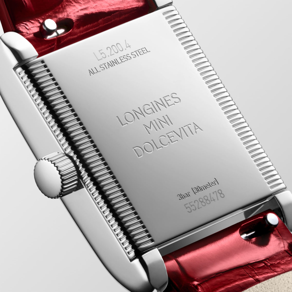 Longines Mini Dolcevita 21.50 X 29.00 mm Silver "flinqué" Stainless steel L52004715 L5.200.4.71.5 front and side view