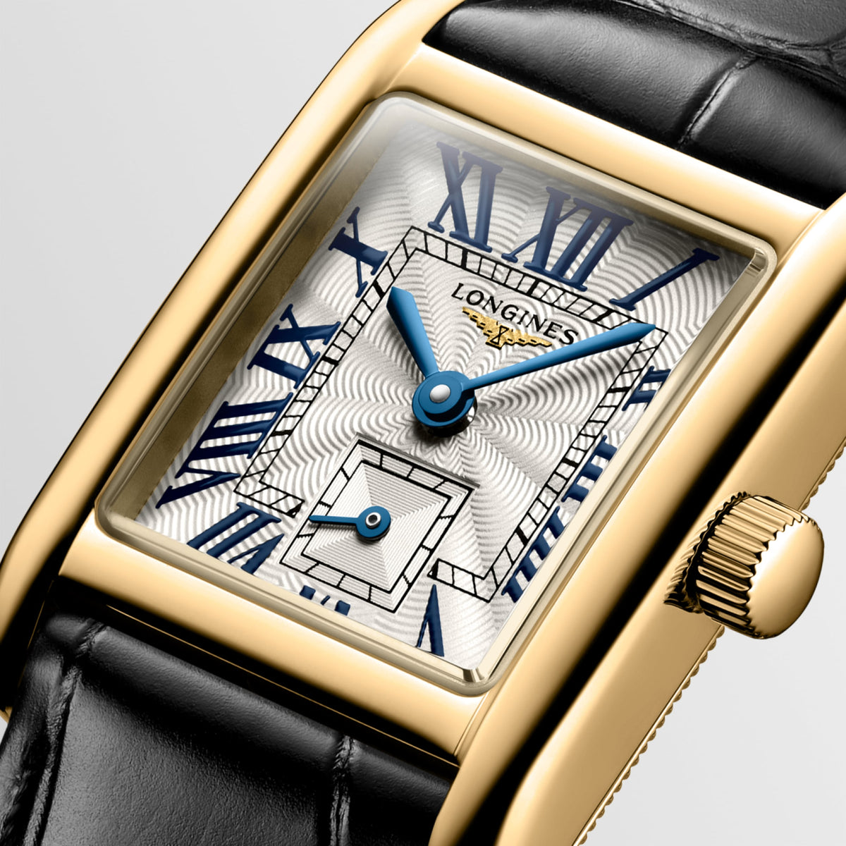 Longines Mini Dolcevita 21.50 X 29.00 mm Silver "flinqué" 18 karat yellow gold L52006710 L5.200.6.71.0 detailed view