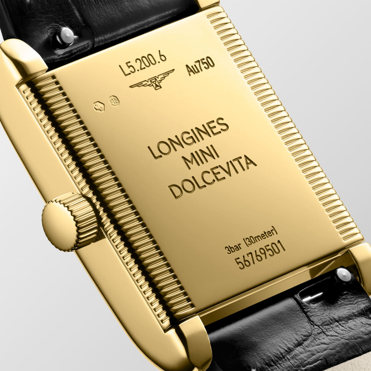 Longines Mini Dolcevita 21.50 X 29.00 mm Silver "flinqué" 18 karat yellow gold L52006710 L5.200.6.71.0 back view