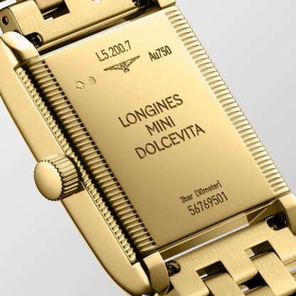 Longines Mini Dolcevita 21.50 X 29.00 mm Silver "flinqué" 18 karat yellow gold L52007716 L5.200.7.71.6 back view