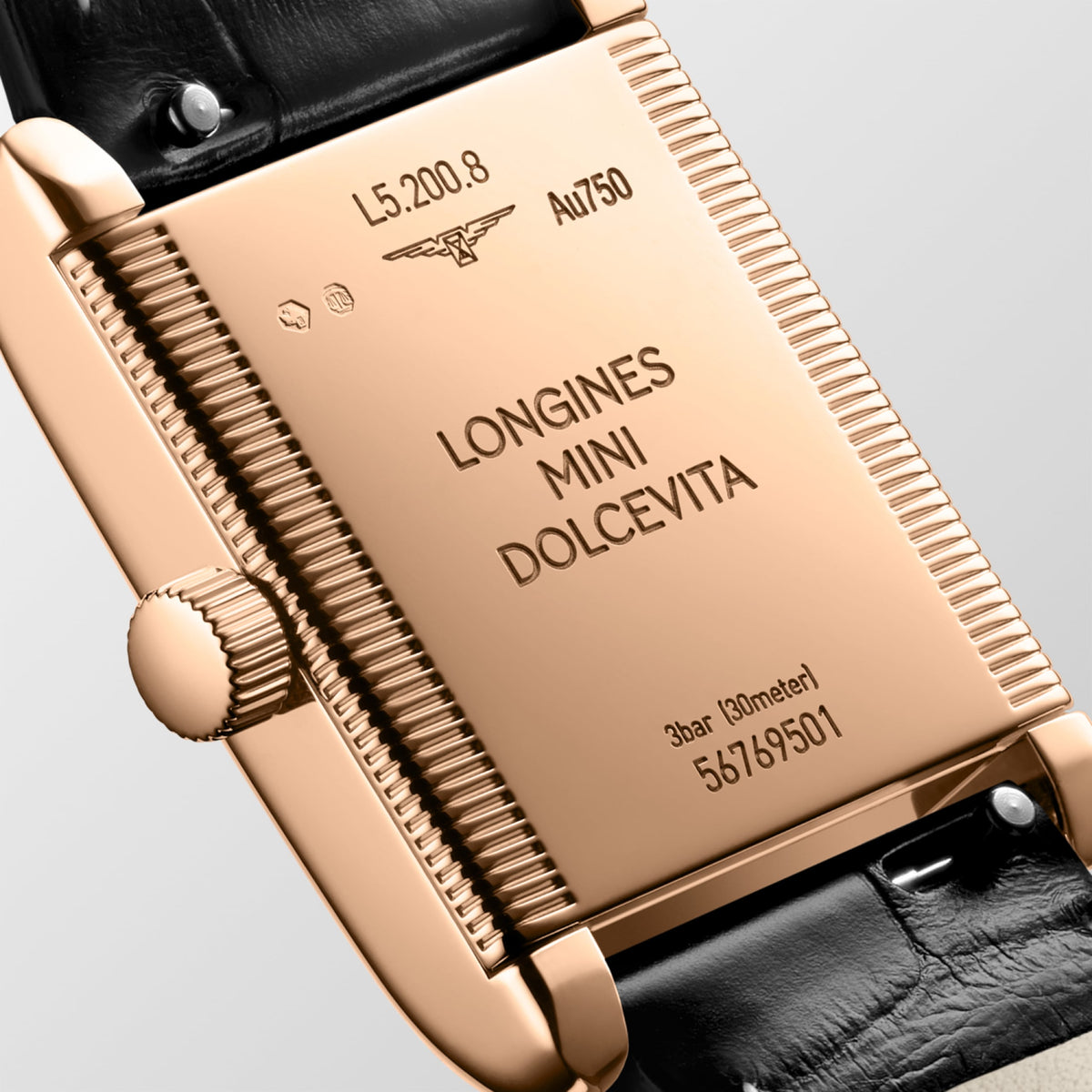 Longines Mini Dolcevita 21.50 X 29.00 mm Silver "flinqué" Rose gold 18 carats L52008710 L5.200.8.71.0 back view