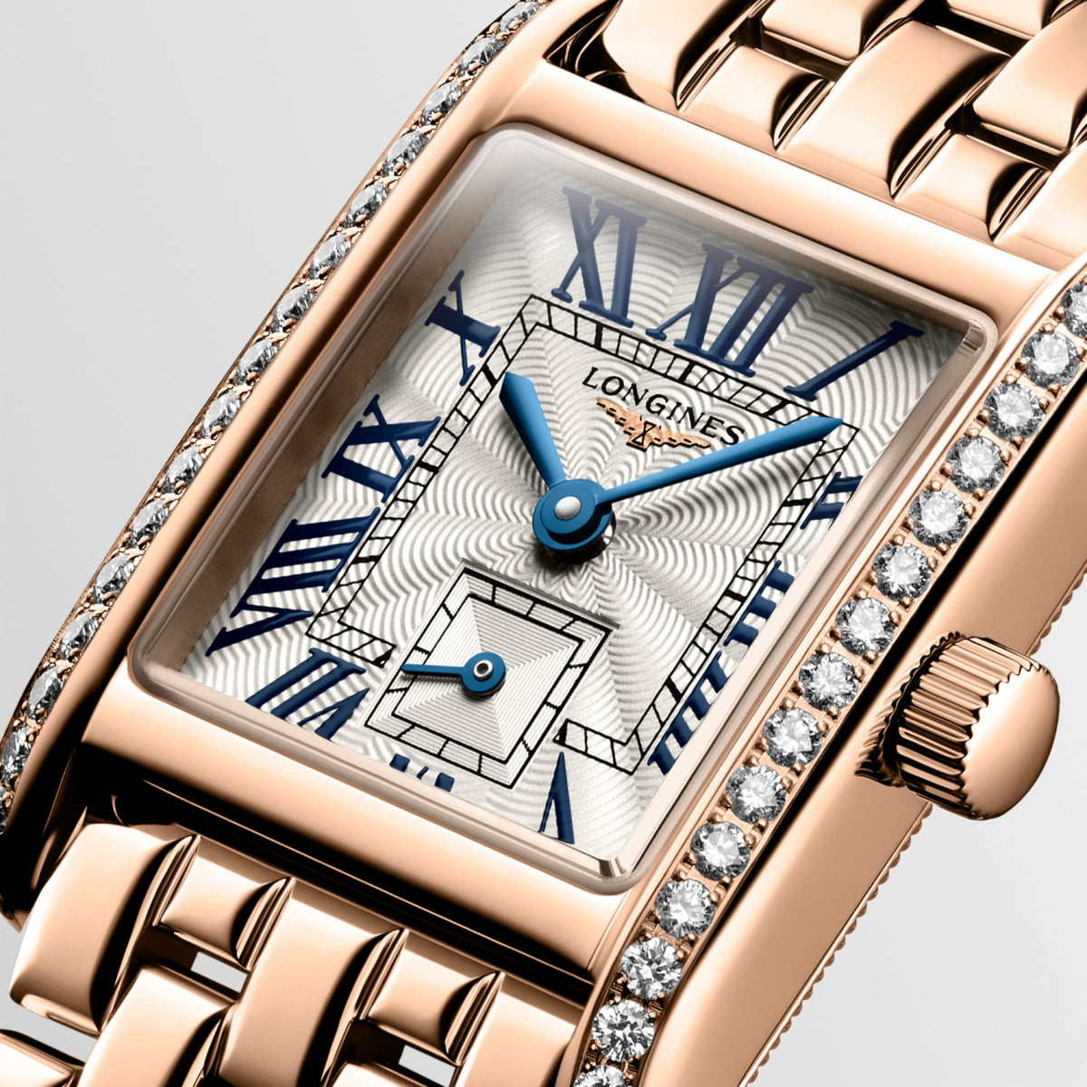 Longines Mini Dolcevita 21.50 X 29.00 mm Silver "flinqué" Rose gold 18 carats L52009716 L5.200.9.71.6 detailed view