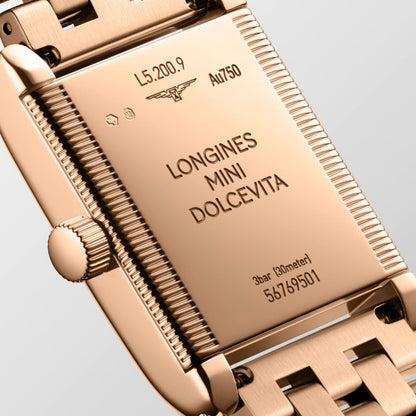 Longines Mini Dolcevita 21.50 X 29.00 mm Silver "flinqué" Rose gold 18 carats L52009716 L5.200.9.71.6 back view