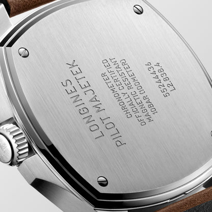 Longines Pilot Majetek 43.00 mm Black matt Stainless steel L28384530 L2.838.4.53.0 front and side view