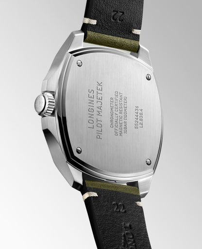 Longines Pilot Majetek 43.00 mm Black matt Stainless steel L28384532 L2.838.4.53.2 front and side view