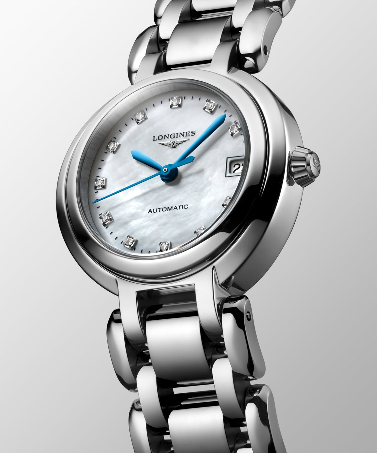 Longines Primaluna 26.50 mm White mother-of-pearl Stainless steel L81114876 L8.111.4.87.6 back view