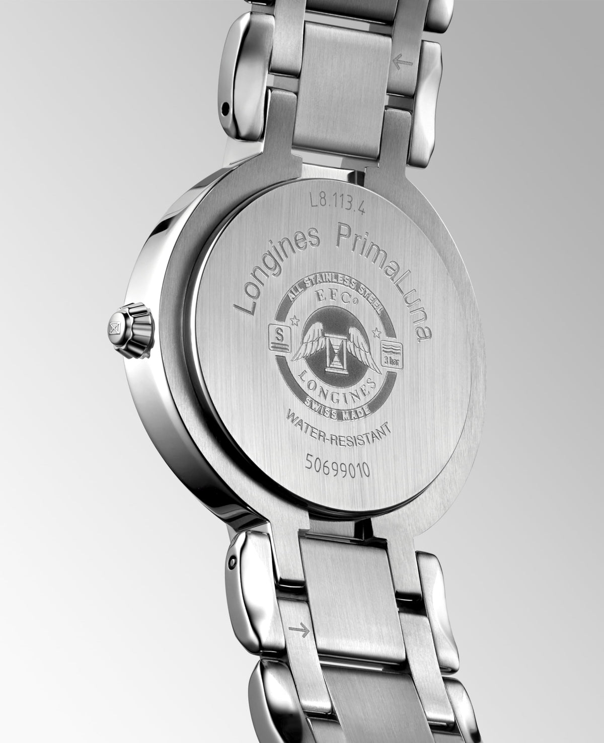 Longines Primaluna 30.00 mm Opaline Ivory Stainless steel L81134716 L8.113.4.71.6 front and side view