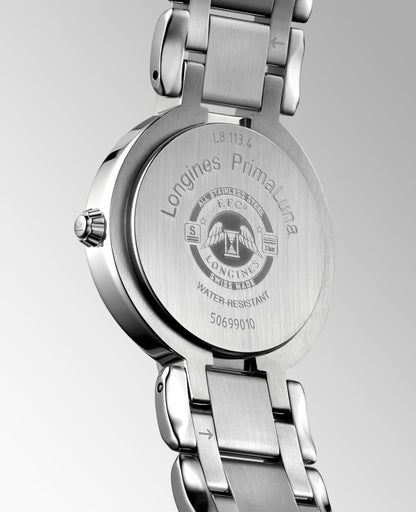 Longines Primaluna 30.00 mm Opaline Ivory Stainless steel L81134716 L8.113.4.71.6 front and side view