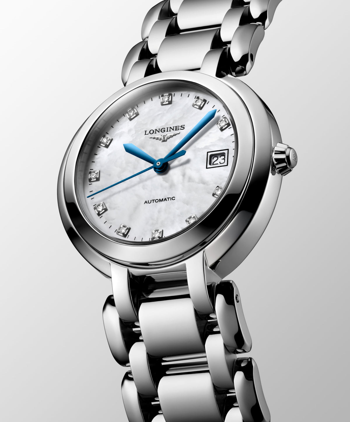 Longines Primaluna 30.00 mm White mother-of-pearl Stainless steel L81134876 L8.113.4.87.6 back view