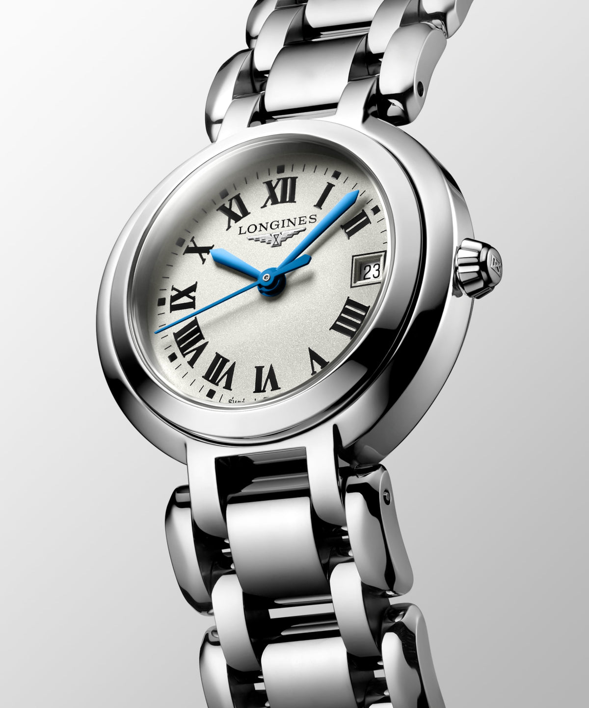 Longines Primaluna 26.50 mm Opaline Ivory Stainless steel L81204716 L8.120.4.71.6 front and side view