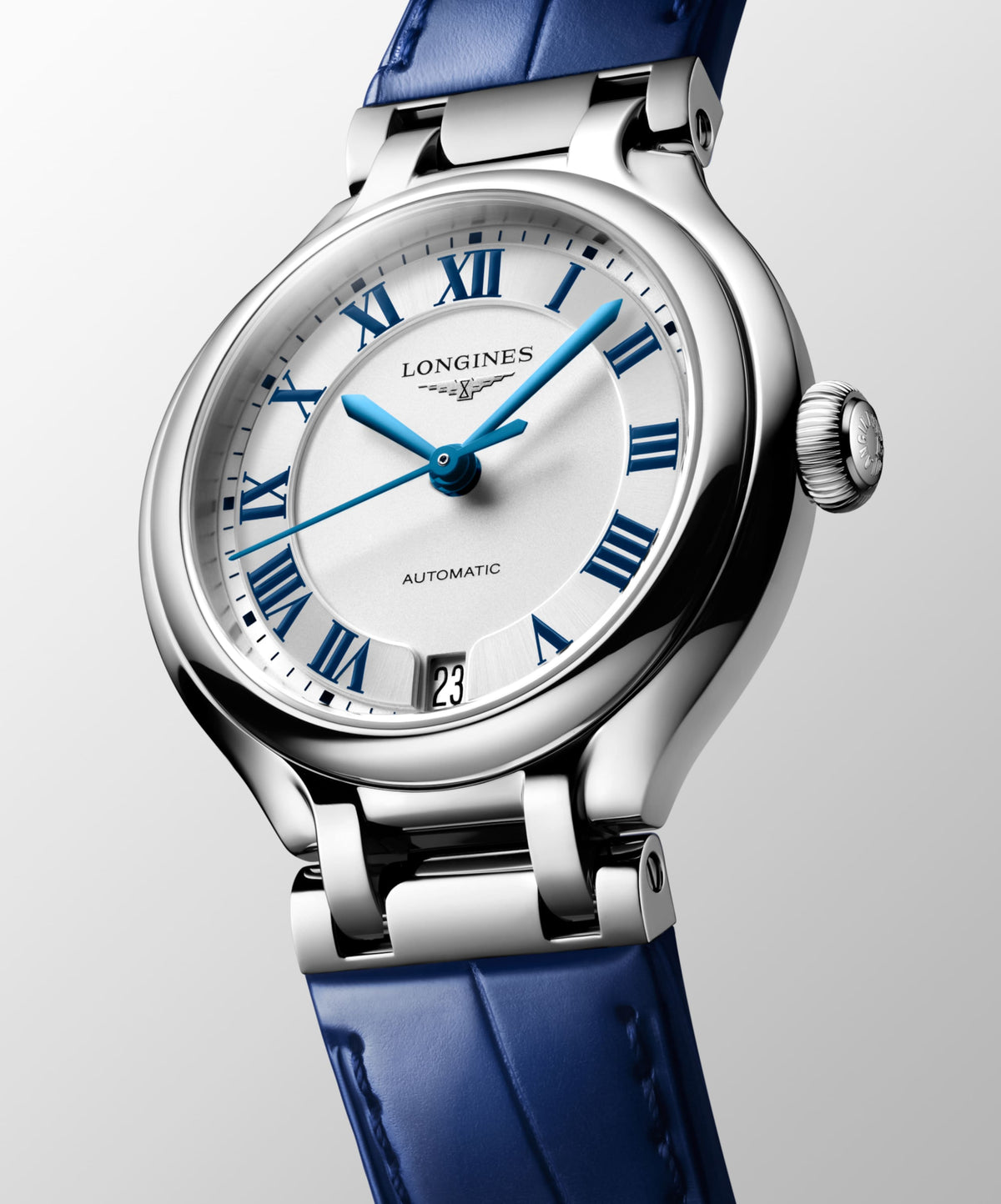 Longines Primaluna 34.00 mm Sunray silver Stainless steel L81244712 L8.124.4.71.2 front and side view
