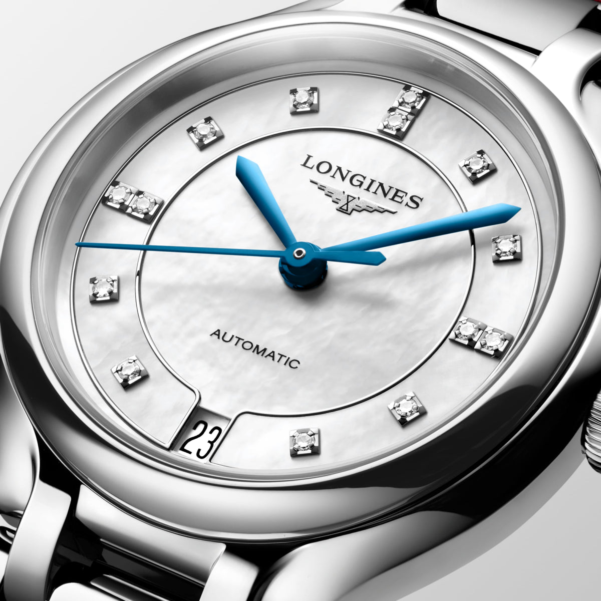 Longines Primaluna 34.00 mm White mother-of-pearl Stainless steel L81244872 L8.124.4.87.2 detailed view