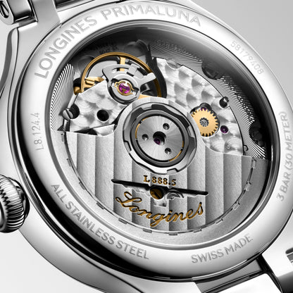 Longines Primaluna 34.00 mm White mother-of-pearl Stainless steel L81244872 L8.124.4.87.2 back view