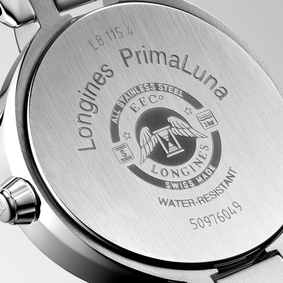 Longines Primaluna Moonphase 30.50 mm Blue Stainless steel L81154916 L8.115.4.91.6 back view
