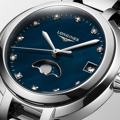 Longines Primaluna Moonphase 30.50 mm Blue mother-of-pearl Stainless steel L81154986 L8.115.4.98.6 detailed view