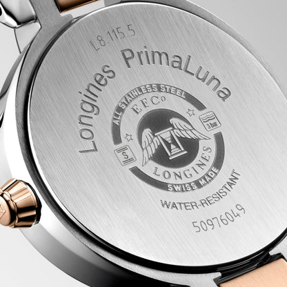 Longines Primaluna Moonphase 30.50 mm Taupe Stainless steel and rose gold 18 carats cap 200 L81155617 L8.115.5.61.7 back view