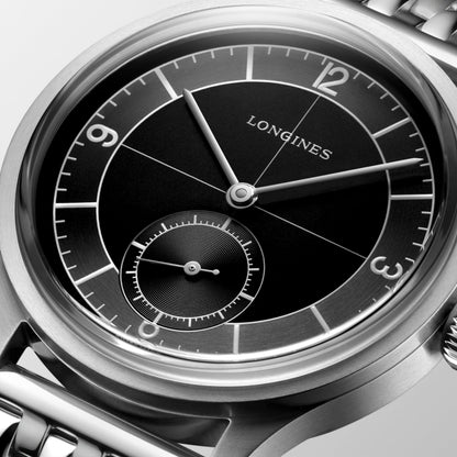 Longines Sector Dial 38.50 mm Black Stainless steel L28284536 L2.828.4.53.6 detailed view