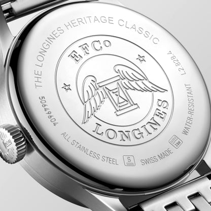 Longines Sector Dial 38.50 mm Black Stainless steel L28284536 L2.828.4.53.6 front and side view