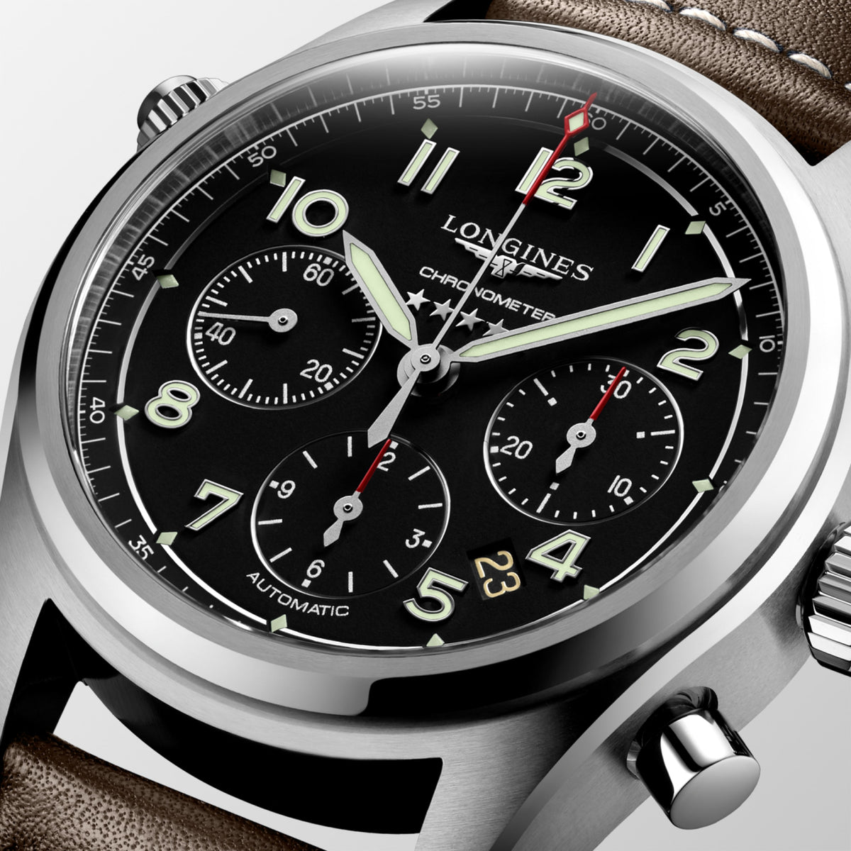 Longines Spirit Chronograph 42.00 mm Black matt Stainless steel L38204530 L3.820.4.53.0 detailed view