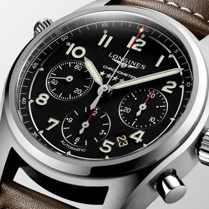 Longines Spirit Chronograph 42.00 mm Black matt Stainless steel L38204530 L3.820.4.53.0 detailed view