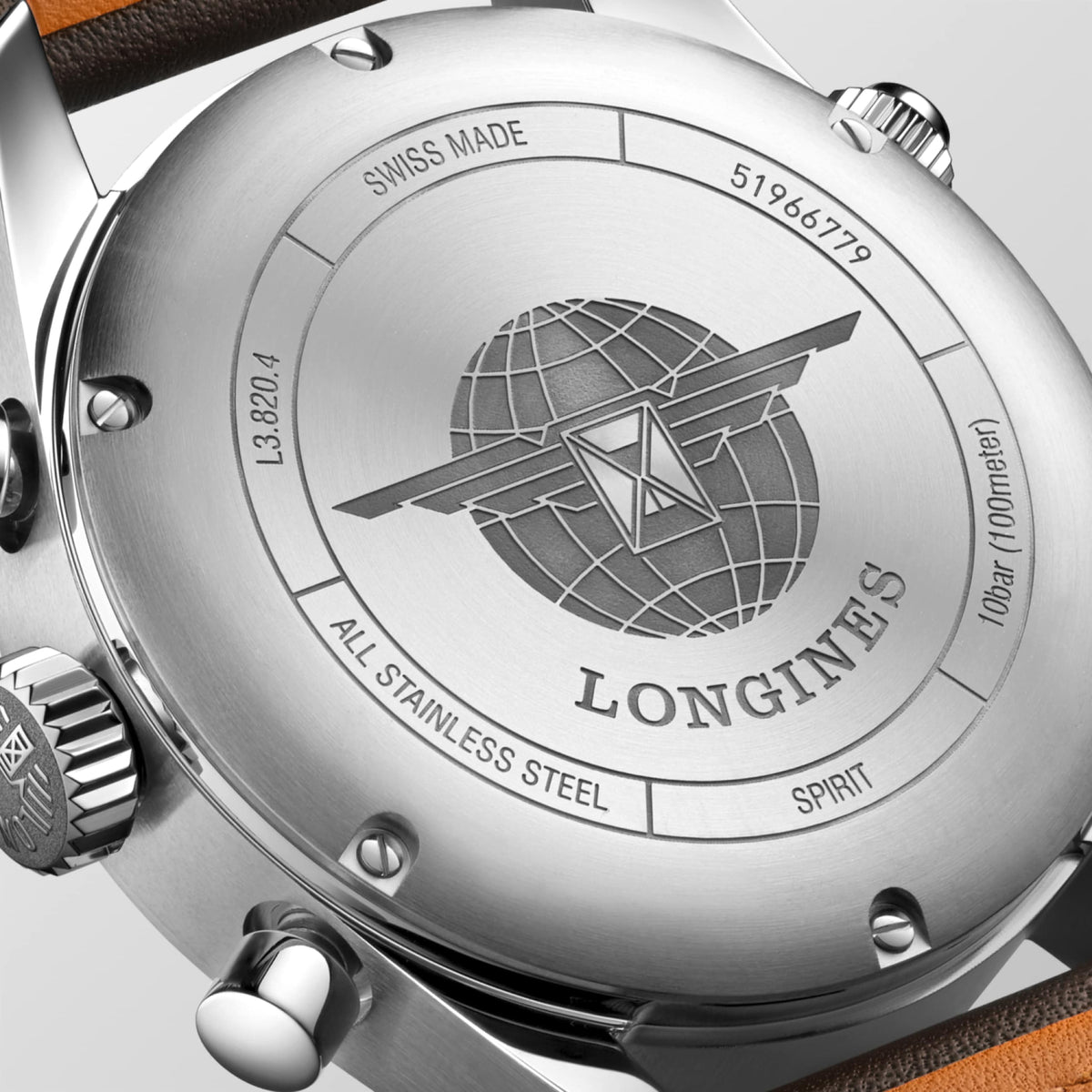 Longines Spirit Chronograph 42.00 mm Black matt Stainless steel L38204530 L3.820.4.53.0 back view