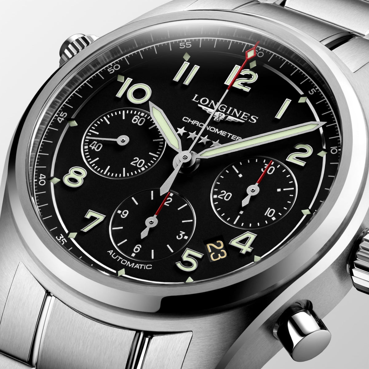 Longines Spirit Chronograph 42.00 mm Black matt Stainless steel L38204536 L3.820.4.53.6 detailed view